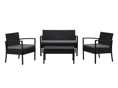 Noli Patio 4-Person Conversation Set with Coffee Table with Grey Cushions by Manhattan Comfort at Eve Furniture