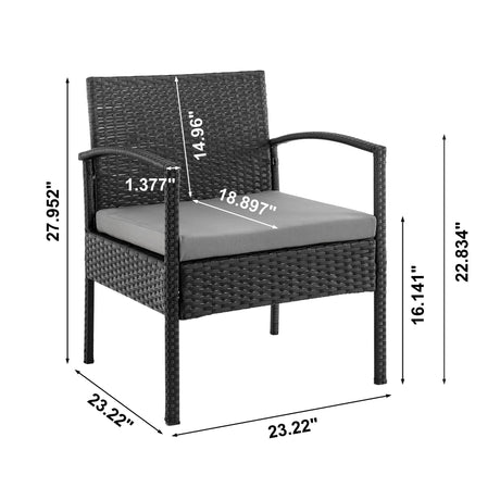 Noli Patio 4-Person Conversation Set with Coffee Table with Grey Cushions by Manhattan Comfort at Eve Furniture