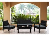 Noli Patio 4-Person Conversation Set with Coffee Table with Grey Cushions by Manhattan Comfort at Eve Furniture