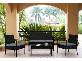 Noli Patio 4-Person Conversation Set with Coffee Table with Grey Cushions by Manhattan Comfort at Eve Furniture