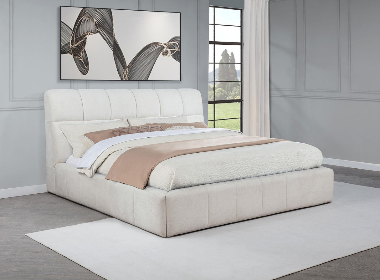Nollet Cream 48-inch Upholstered Eastern King Platform Bed by Coaster at Eve Furniture