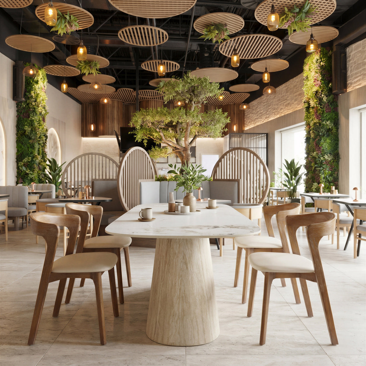 Nooka White & Natural Dining Table by Zuomod at Eve Furniture