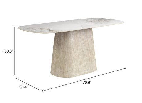Nooka White & Natural Dining Table by Zuomod at Eve Furniture