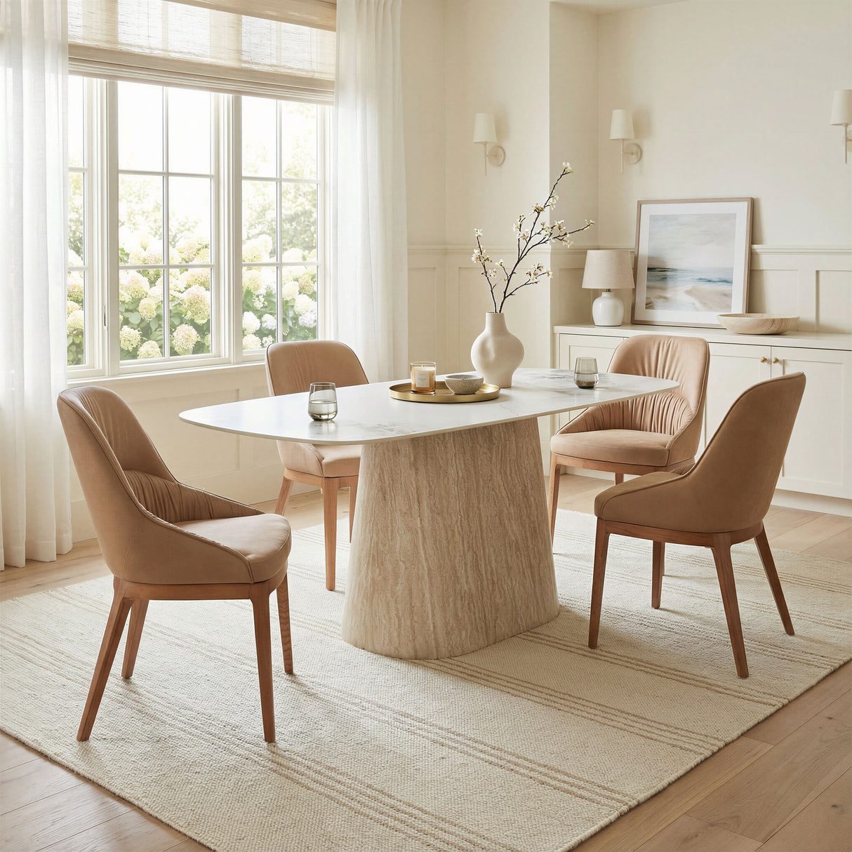 Nooka White & Natural Dining Table by Zuomod at Eve Furniture