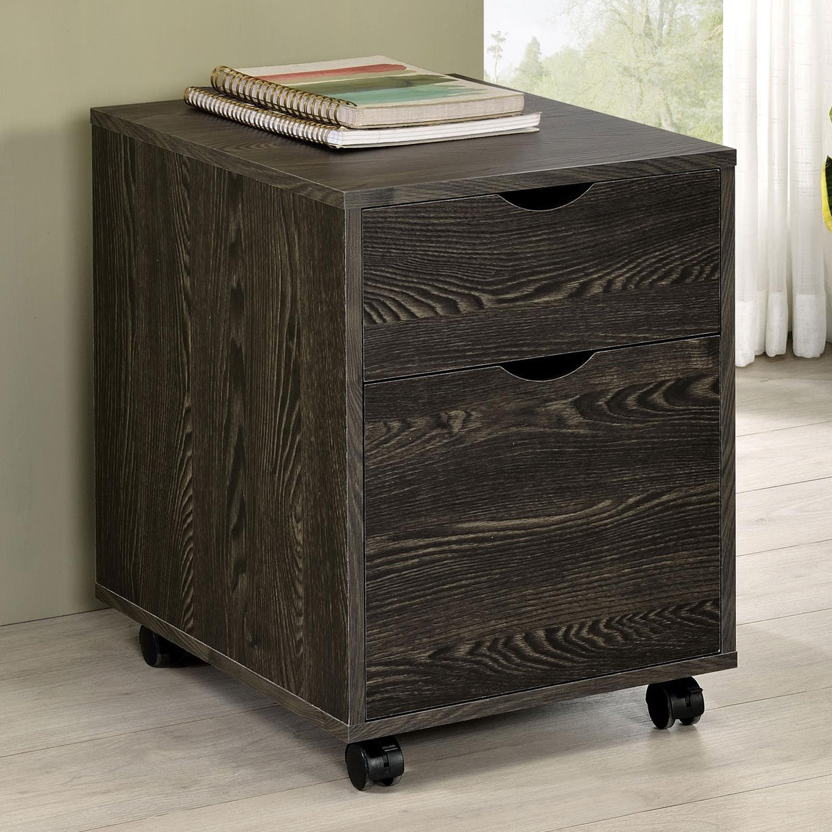 Noorvik 2-Drawer Mobile File Cabinet Dark Oak