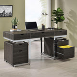 Noorvik Dark Oak/Chrome 3-Drawer Writing Desk