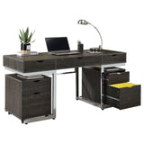 Noorvik Dark Oak/Chrome 3-Piece Writing Desk Set