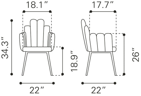 Noosa Gray Dining Chair (Set of 2) by Zuomod at Eve Furniture