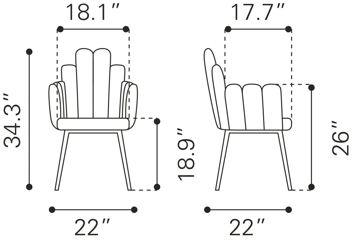 Noosa Ivory Dining Chair (Set of 2) by Zuomod at Eve Furniture