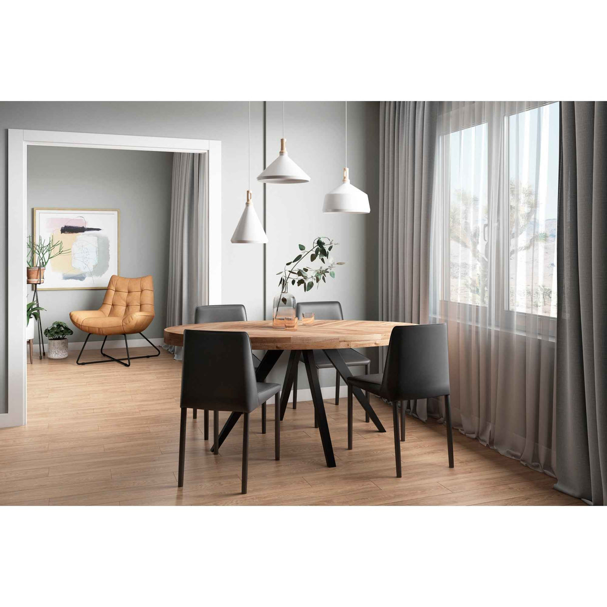 Nora Black Vegan Leather Dining Chair (Set of 2)