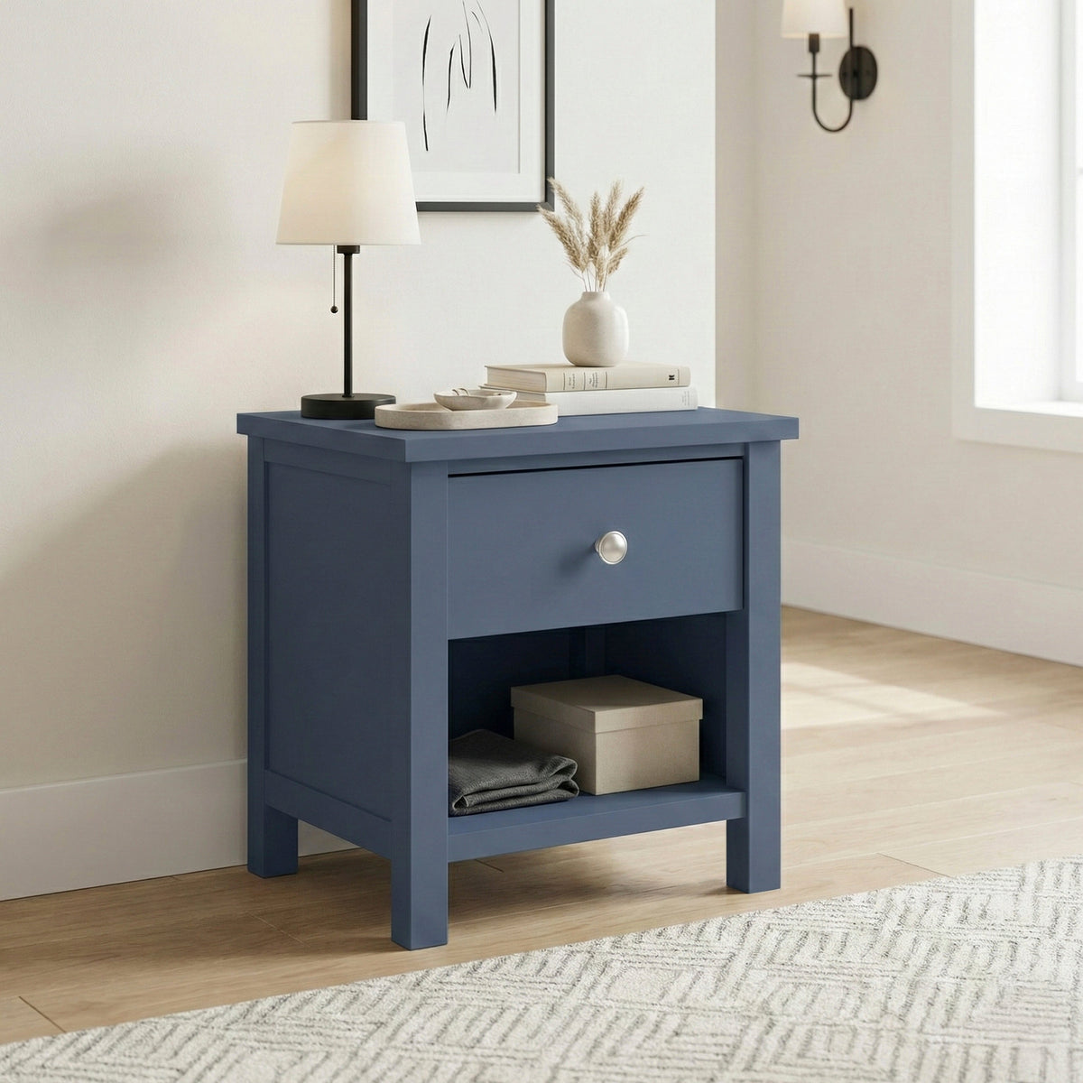 Nora Blue 1-Drawer Nightstand by Homelegance at Eve Furniture