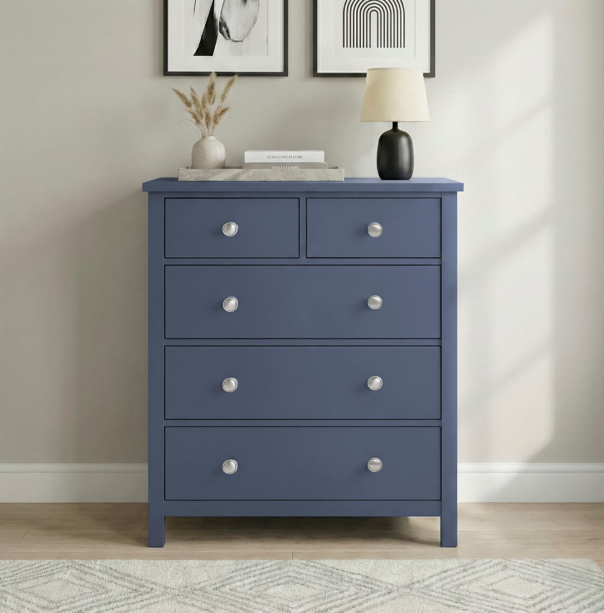 Nora Blue 5-Drawer Chest by Homelegance at Eve Furniture