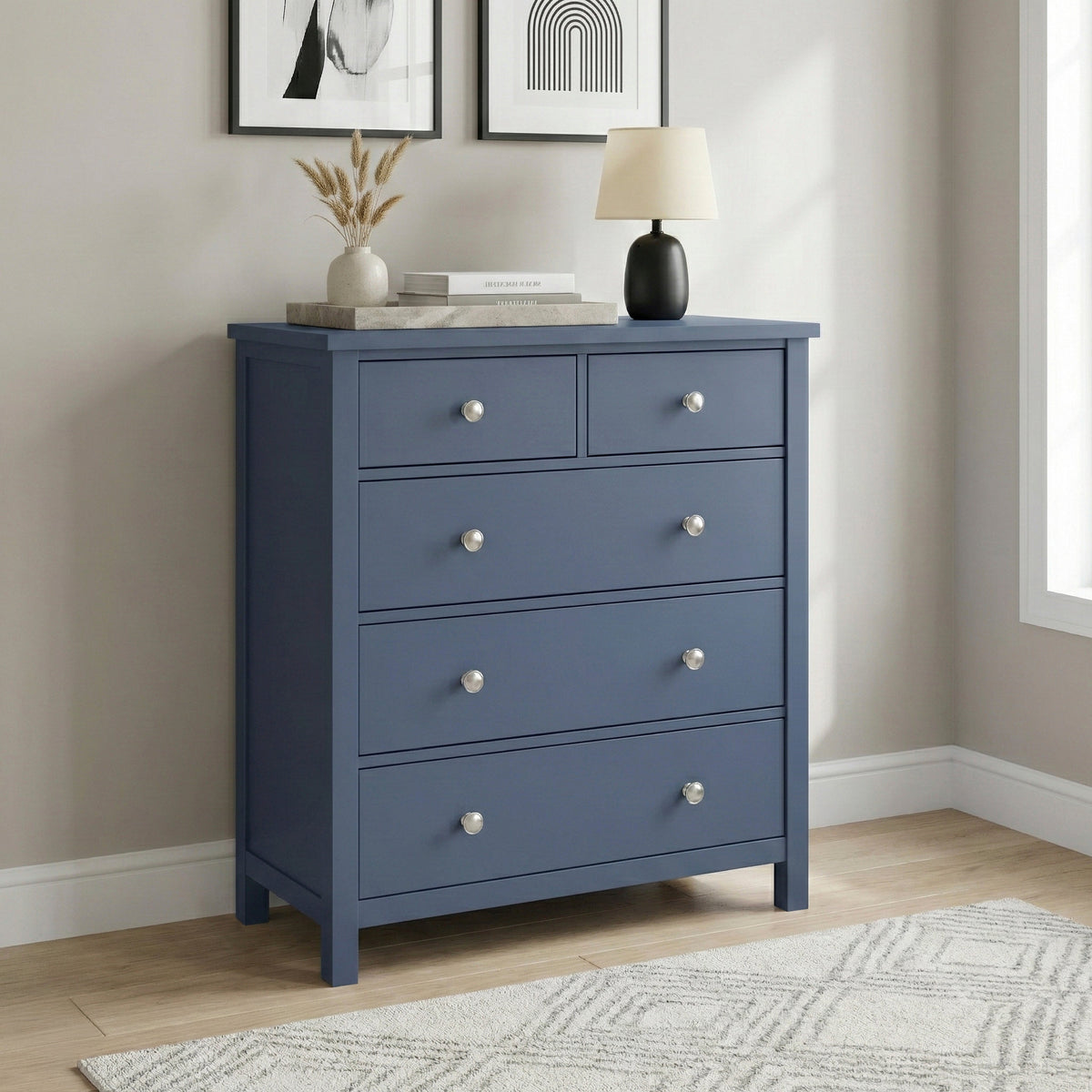 Nora Blue 5-Drawer Chest by Homelegance at Eve Furniture