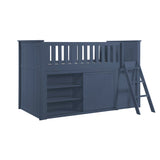 Nora Blue Low Loft Bunk with Bookcase and Dresser by Homelegance at Eve Furniture