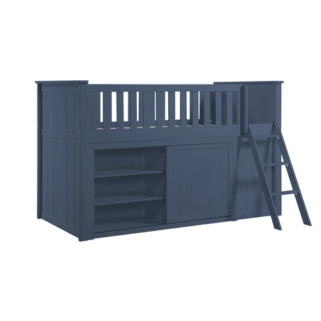 Nora Blue Low Loft Bunk with Bookcase and Dresser by Homelegance at Eve Furniture