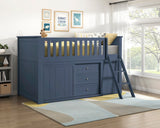 Nora Blue Low Loft Bunk with Bookcase and Dresser by Homelegance at Eve Furniture