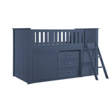 Nora Blue Low Loft Bunk with Bookcase and Dresser by Homelegance at Eve Furniture