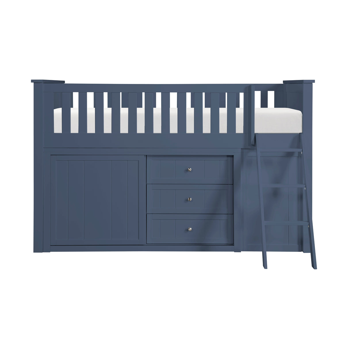 Nora Blue Low Loft Bunk with Bookcase and Dresser by Homelegance at Eve Furniture