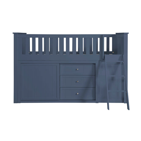 Nora Blue Low Loft Bunk with Bookcase and Dresser by Homelegance at Eve Furniture