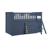 Nora Blue Low Loft Bunk with Bookcase and Dresser by Homelegance at Eve Furniture