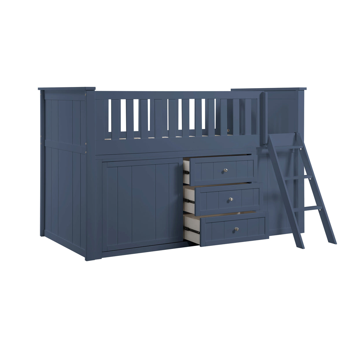 Nora Blue Low Loft Bunk with Bookcase and Dresser by Homelegance at Eve Furniture