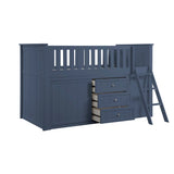 Nora Blue Low Loft Bunk with Bookcase and Dresser by Homelegance at Eve Furniture