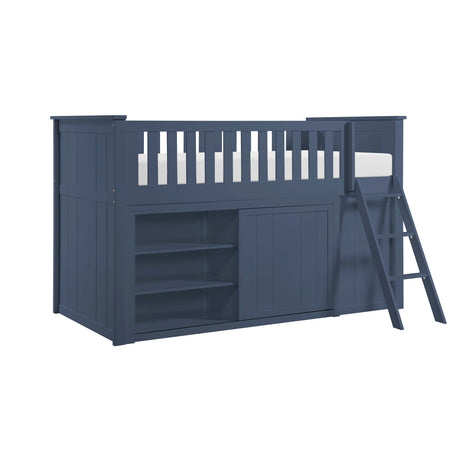 Nora Blue Low Loft Bunk with Bookcase and Dresser by Homelegance at Eve Furniture