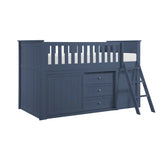 Nora Blue Low Loft Bunk with Bookcase and Dresser by Homelegance at Eve Furniture