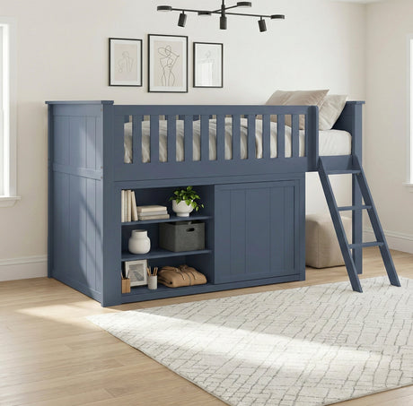 Nora Blue Low Loft Bunk with Dresser by Homelegance at Eve Furniture