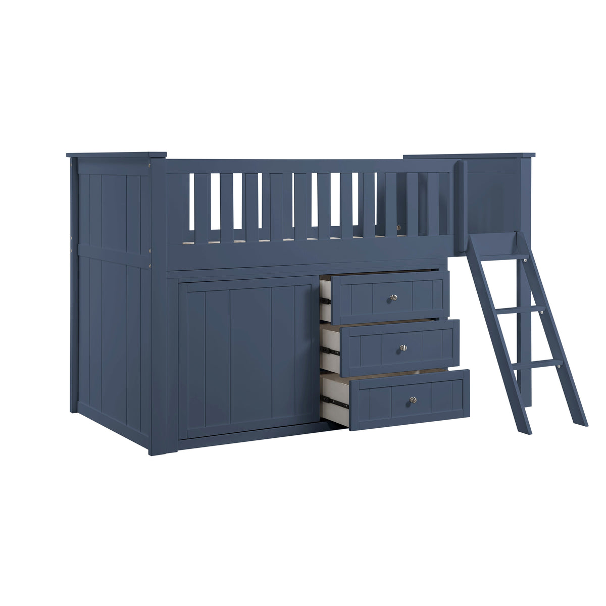 Nora Blue Low Loft Bunk with Dresser by Homelegance at Eve Furniture