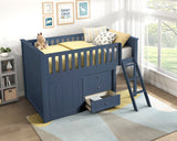 Nora Blue Low Loft Bunk with Dresser by Homelegance at Eve Furniture