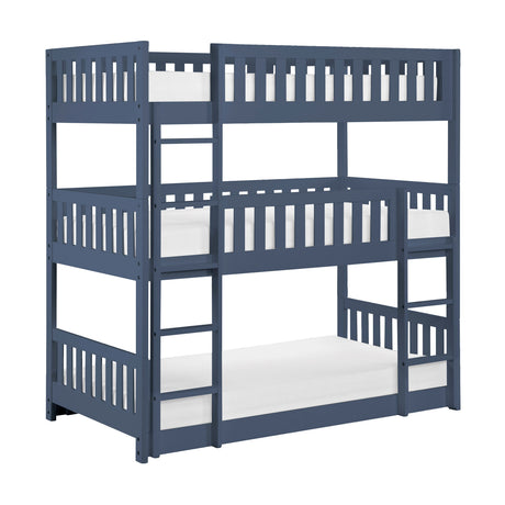 Nora Blue Triple Bunk Bed by Homelegance at Eve Furniture