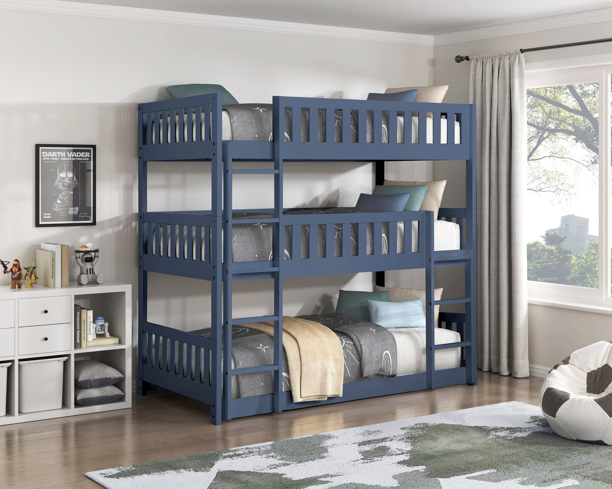 Nora Blue Triple Bunk Bed by Homelegance at Eve Furniture