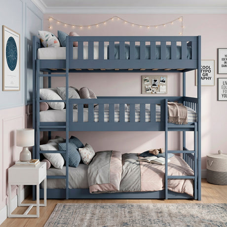 Nora Blue Triple Bunk Bed by Homelegance at Eve Furniture