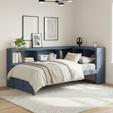 Nora Blue Twin Bookcase Corner Platform Bed by Homelegance at Eve Furniture