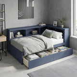 Nora Blue Twin Bookcase Corner Platform Bed by Homelegance at Eve Furniture