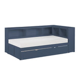 Nora Blue Twin Bookcase Corner Platform Bed by Homelegance at Eve Furniture