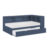 Nora Blue Twin Bookcase Corner Platform Bed by Homelegance at Eve Furniture