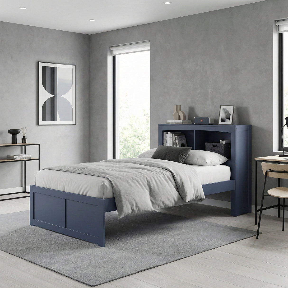 Nora Blue Twin Bookcase Platform Bed by Homelegance at Eve Furniture