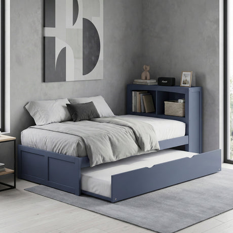 Nora Blue Twin Bookcase Platform Bed by Homelegance at Eve Furniture