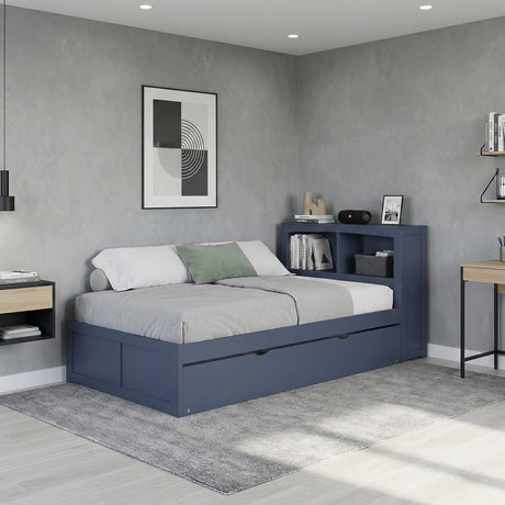 Nora Blue Twin Bookcase Platform Bed by Homelegance at Eve Furniture