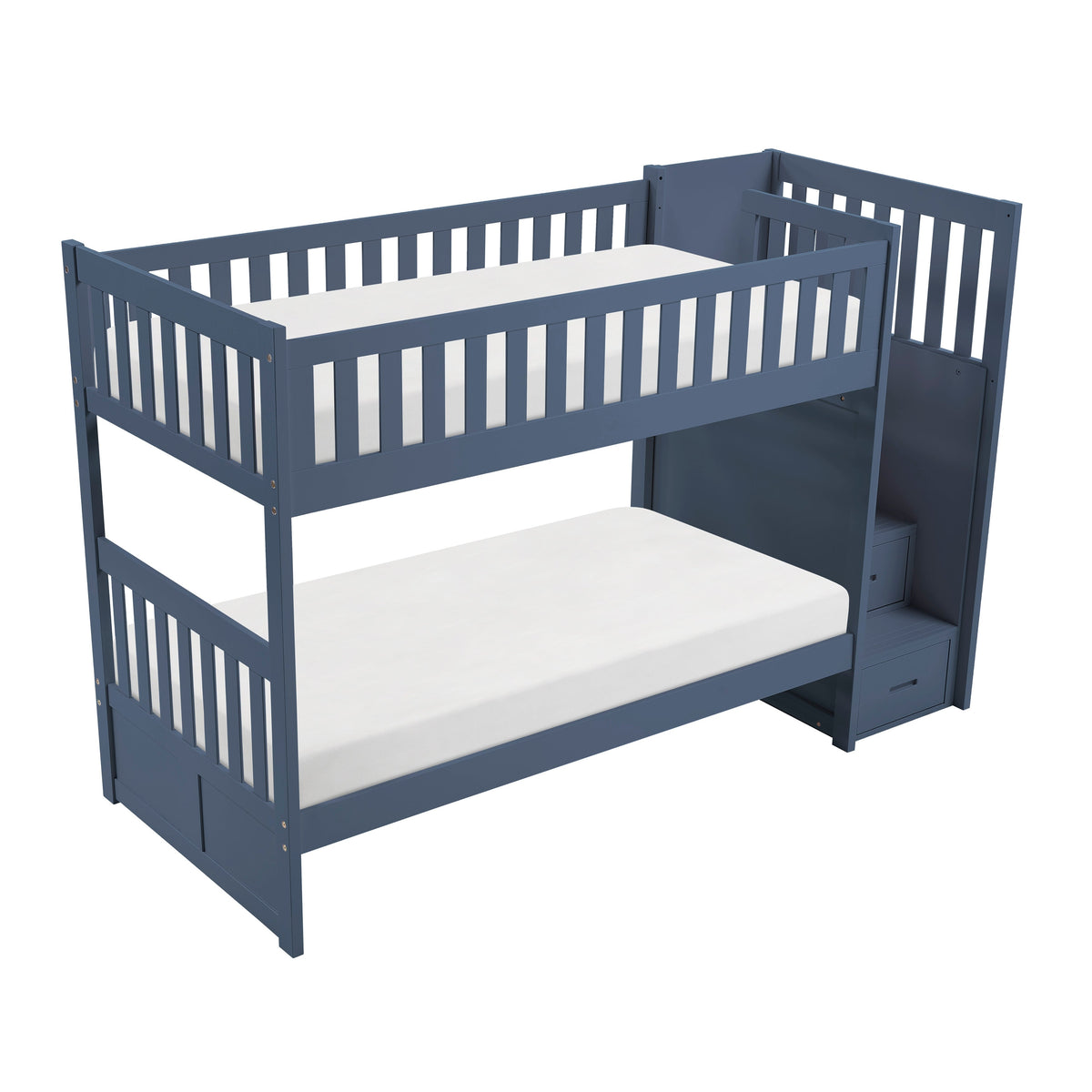 Nora Blue Twin/Twin Step Bunk Bed by Homelegance at Eve Furniture