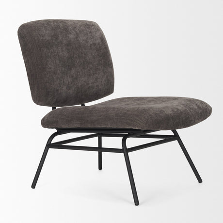 Nora Charcoal Fabric w/ Matte Black Metal Legs Accent Chair by Mercana at Eve Furniture