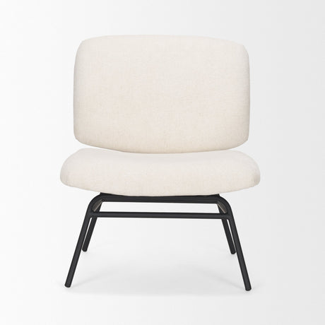 Nora Cream Fabric w/ Matte Black Metal Legs Accent Chair by Mercana at Eve Furniture