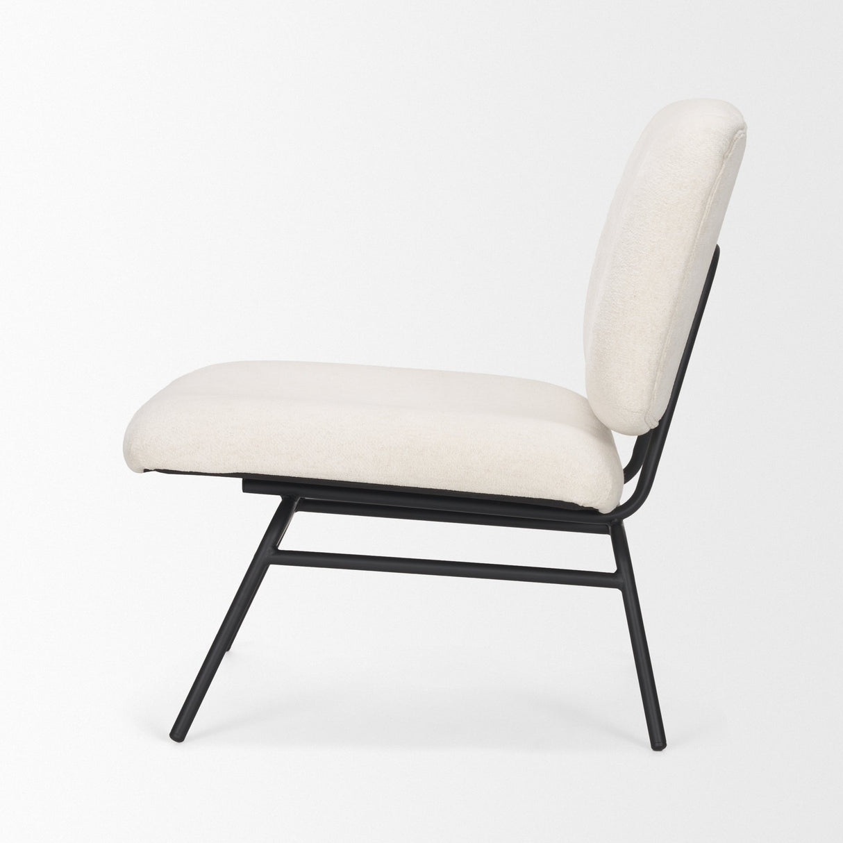 Nora Cream Fabric w/ Matte Black Metal Legs Accent Chair by Mercana at Eve Furniture