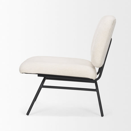 Nora Cream Fabric w/ Matte Black Metal Legs Accent Chair by Mercana at Eve Furniture