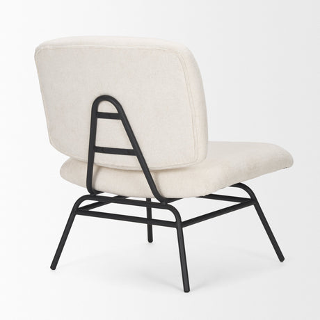 Nora Cream Fabric w/ Matte Black Metal Legs Accent Chair by Mercana at Eve Furniture