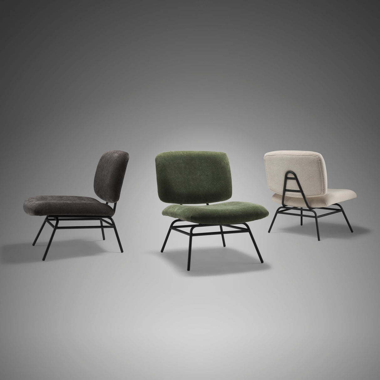 Nora Forest Green Fabric w/ Matte Black Metal Legs Accent Chair by Mercana at Eve Furniture