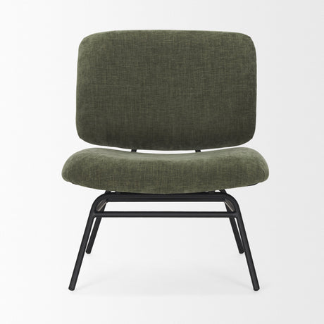 Nora Forest Green Fabric w/ Matte Black Metal Legs Accent Chair by Mercana at Eve Furniture