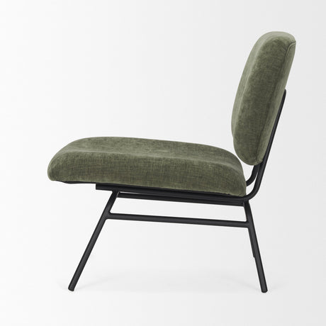 Nora Forest Green Fabric w/ Matte Black Metal Legs Accent Chair by Mercana at Eve Furniture